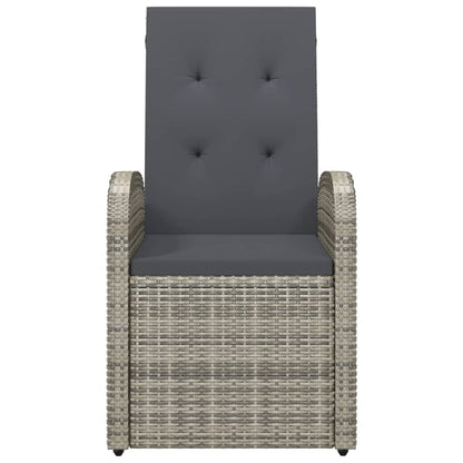 vidaXL Reclining Garden Chairs with Cushions 2 pcs Grey Poly Rattan