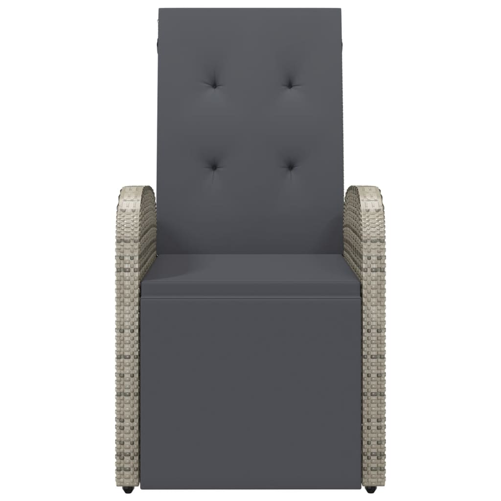 vidaXL Reclining Garden Chair with Cushions Grey Poly Rattan
