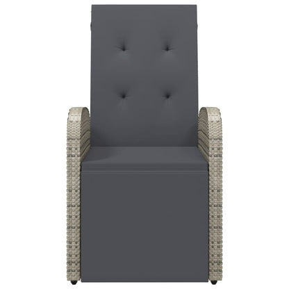 vidaXL Reclining Garden Chair with Cushions Grey Poly Rattan