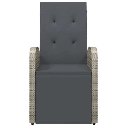 vidaXL Reclining Garden Chairs with Cushions 2 pcs Grey Poly Rattan