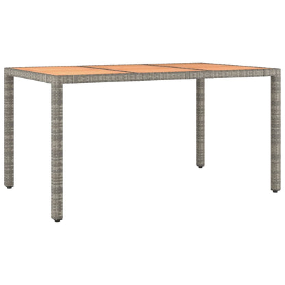 vidaXL Garden Table with Wooden Top Grey Poly Rattan&Solid Wood Acacia