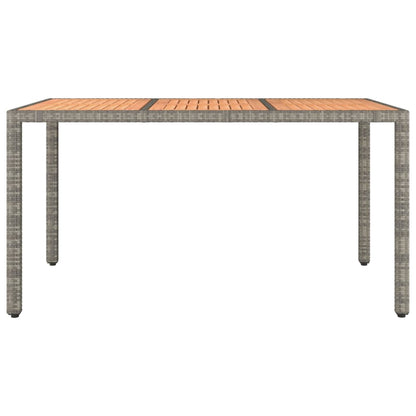 vidaXL Garden Table with Wooden Top Grey Poly Rattan&Solid Wood Acacia