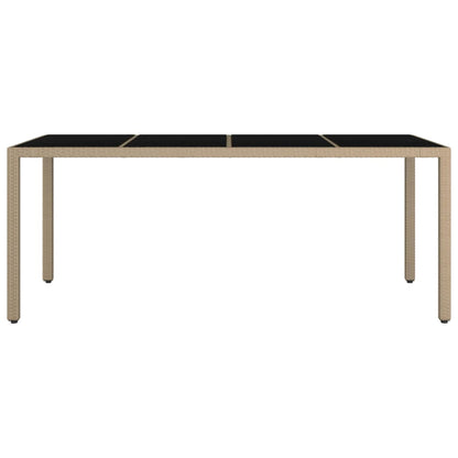 vidaXL Garden Table with Glass Top Beige Poly Rattan&Tempered Glass