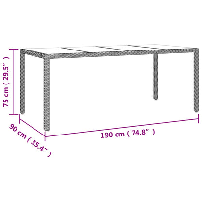 vidaXL Garden Table with Glass Top Beige Poly Rattan&Tempered Glass