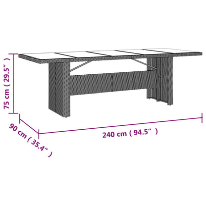 vidaXL Garden Table with Glass Top Beige Poly Rattan&Tempered Glass