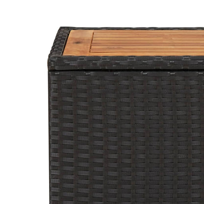 vidaXL Tea Table with Wooden Top Black Poly Rattan&Solid Wood Acacia