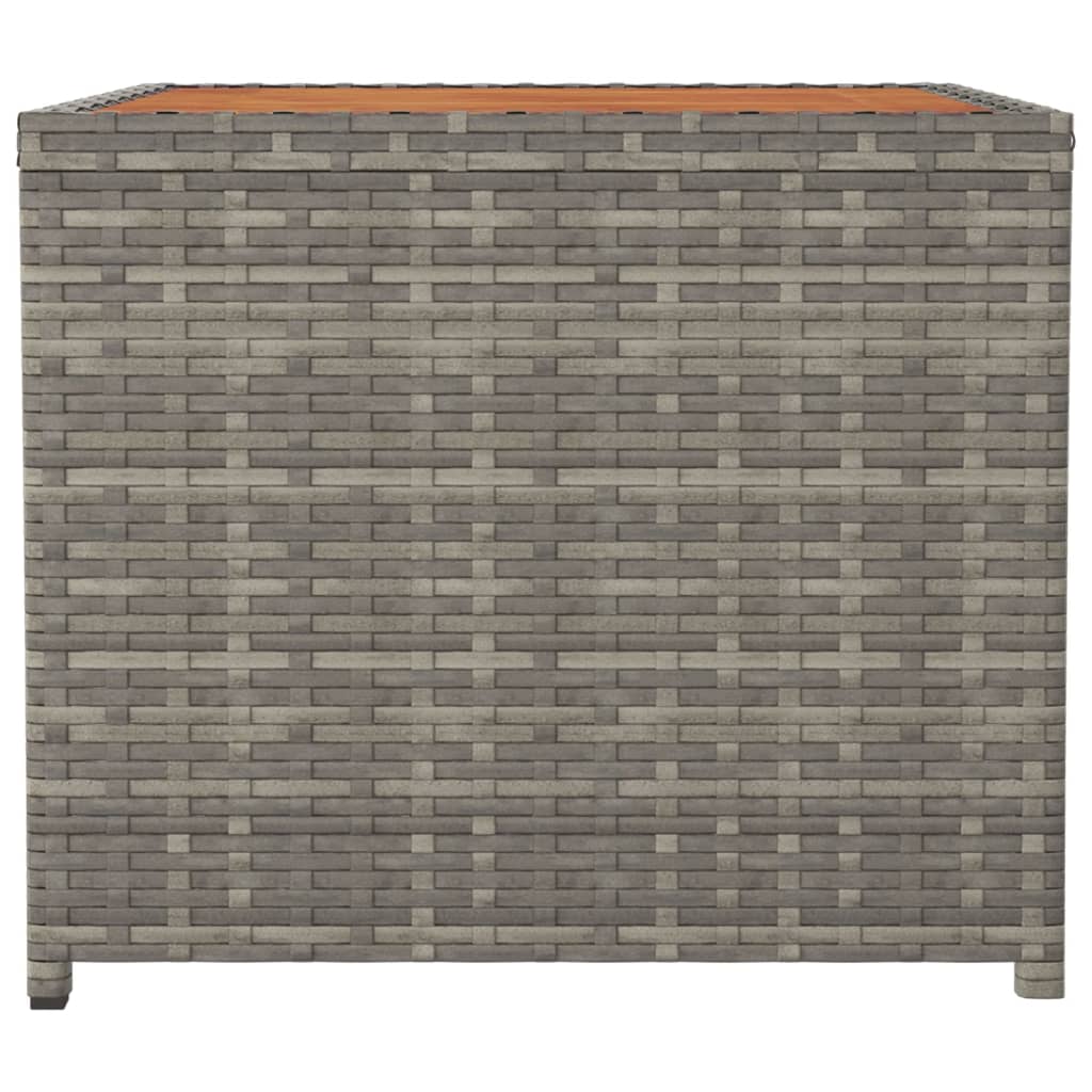 vidaXL Tea Table with Wooden Top Grey Poly Rattan&Solid Wood Acacia