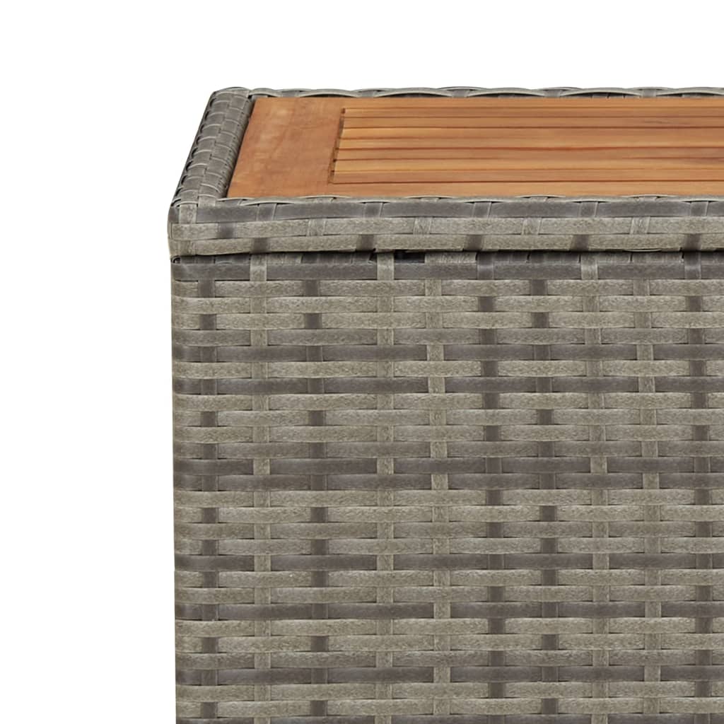 vidaXL Tea Table with Wooden Top Grey Poly Rattan&Solid Wood Acacia