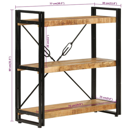 vidaXL 3-Tier Bookcase 77x30x80 cm Solid Wood Mango and Iron