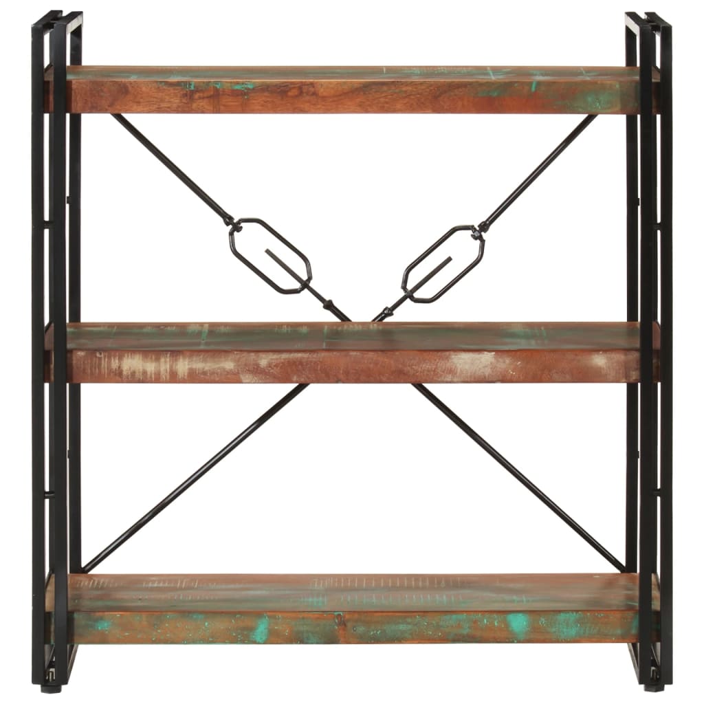 vidaXL 3-Tier Bookcase 77x30x80 cm Solid Wood Reclaimed and Iron