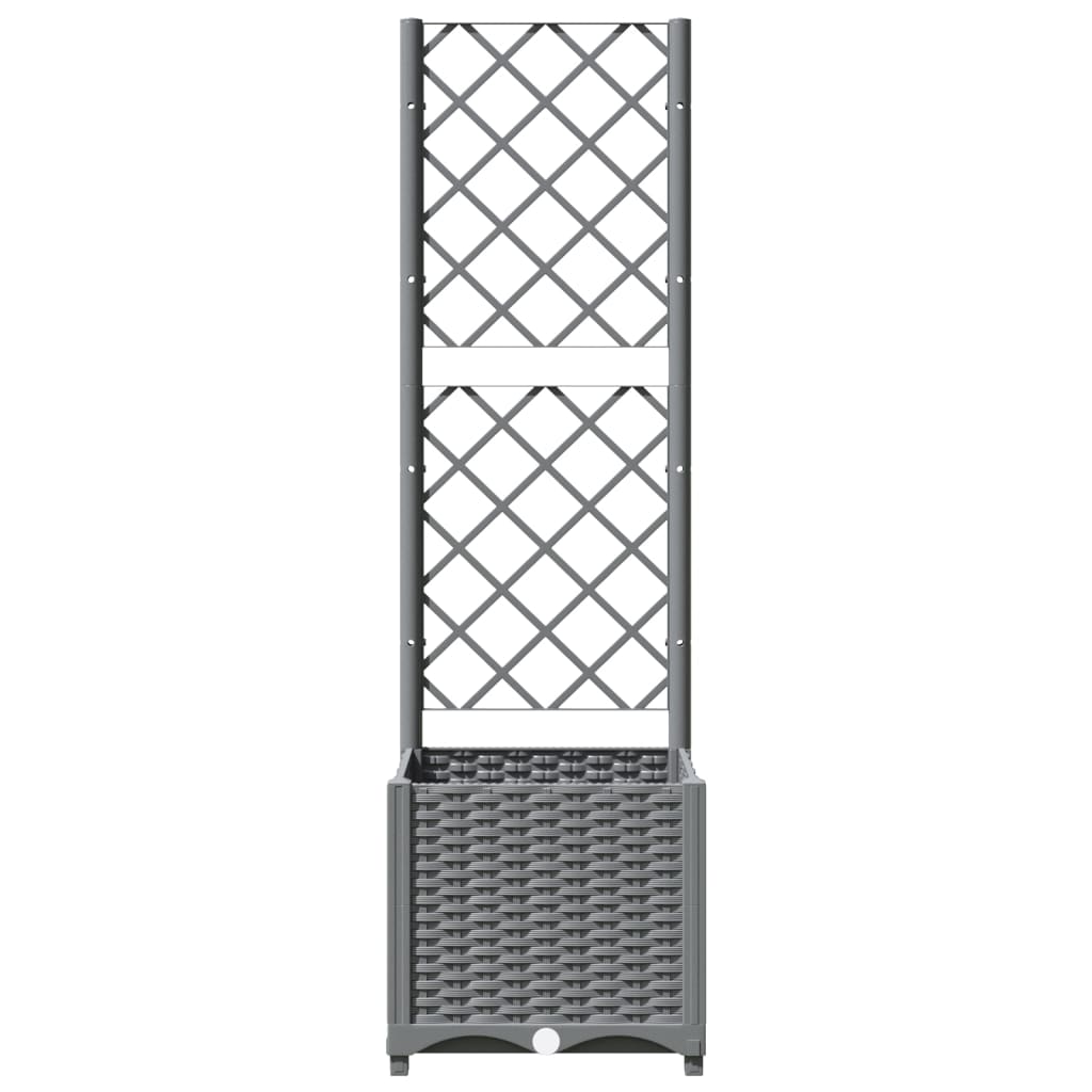 vidaXL Garden Planter with Trellis Light Grey 40x40x136 cm PP