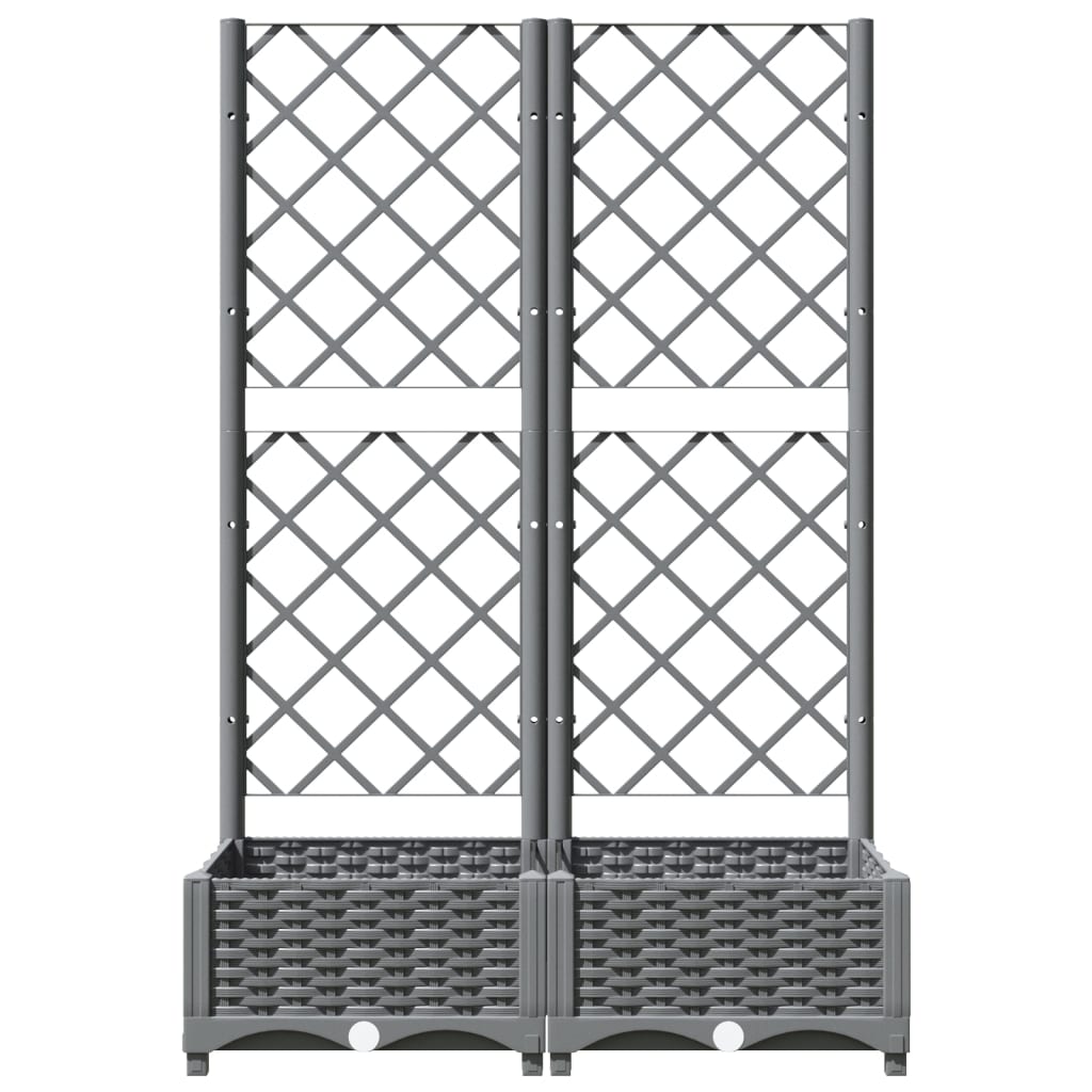 vidaXL Garden Planter with Trellis Light Grey 80x40x121.5 cm PP