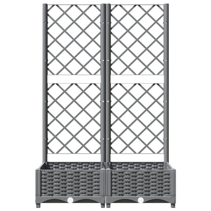 vidaXL Garden Planter with Trellis Light Grey 80x40x121.5 cm PP