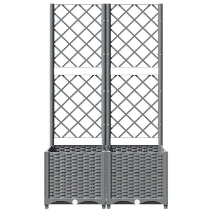 vidaXL Garden Planter with Trellis Light Grey 80x40x136 cm PP