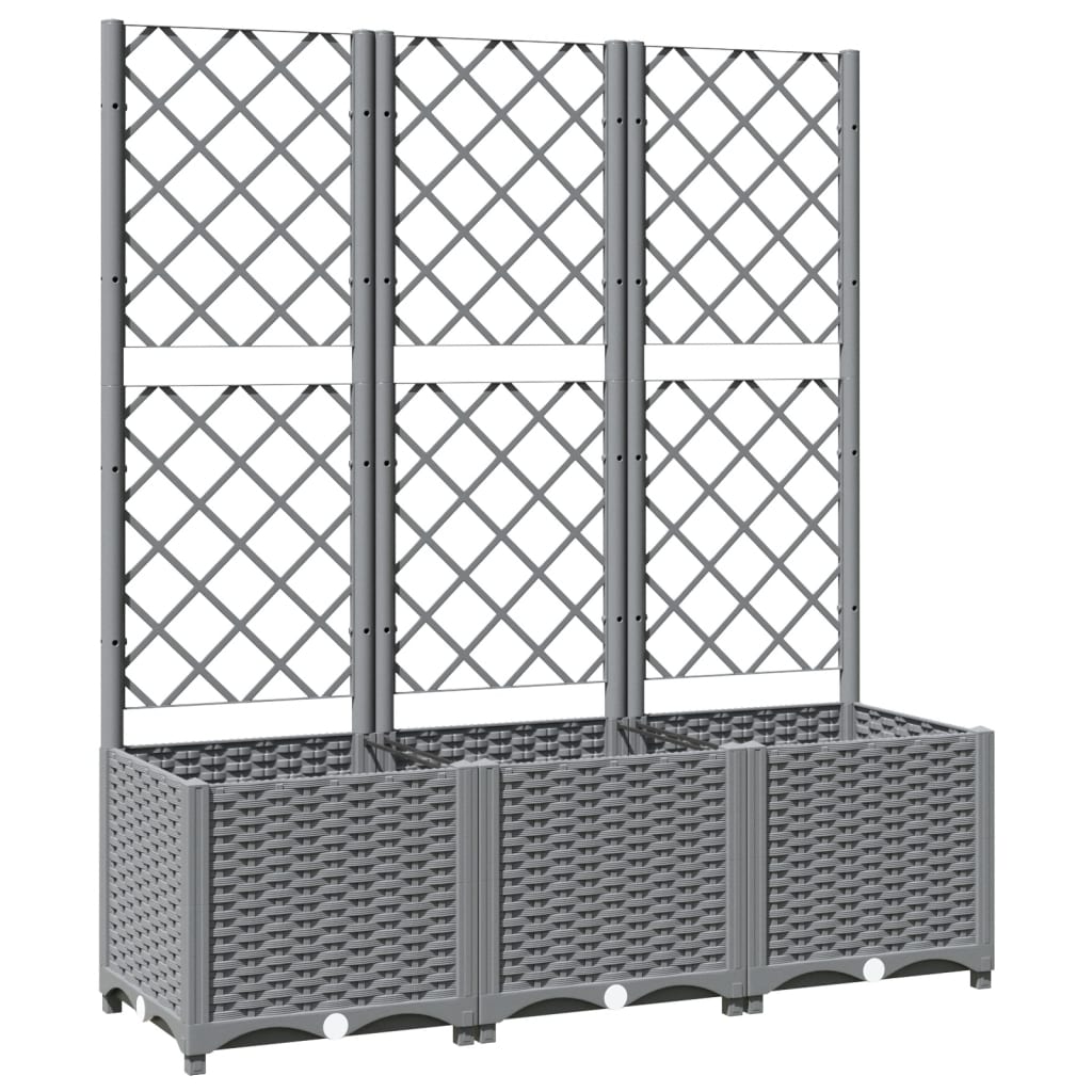 vidaXL Garden Planter with Trellis Light Grey 120x40x136 cm PP