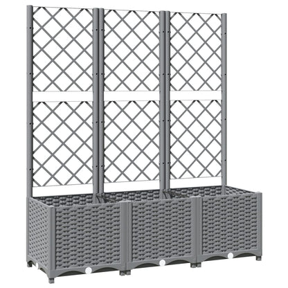 vidaXL Garden Planter with Trellis Light Grey 120x40x136 cm PP