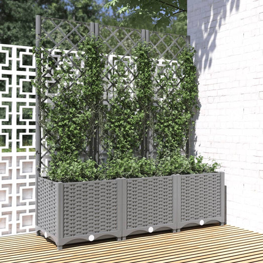 vidaXL Garden Planter | Light grey | Polypropylene | 120x40x136 cm | Durable