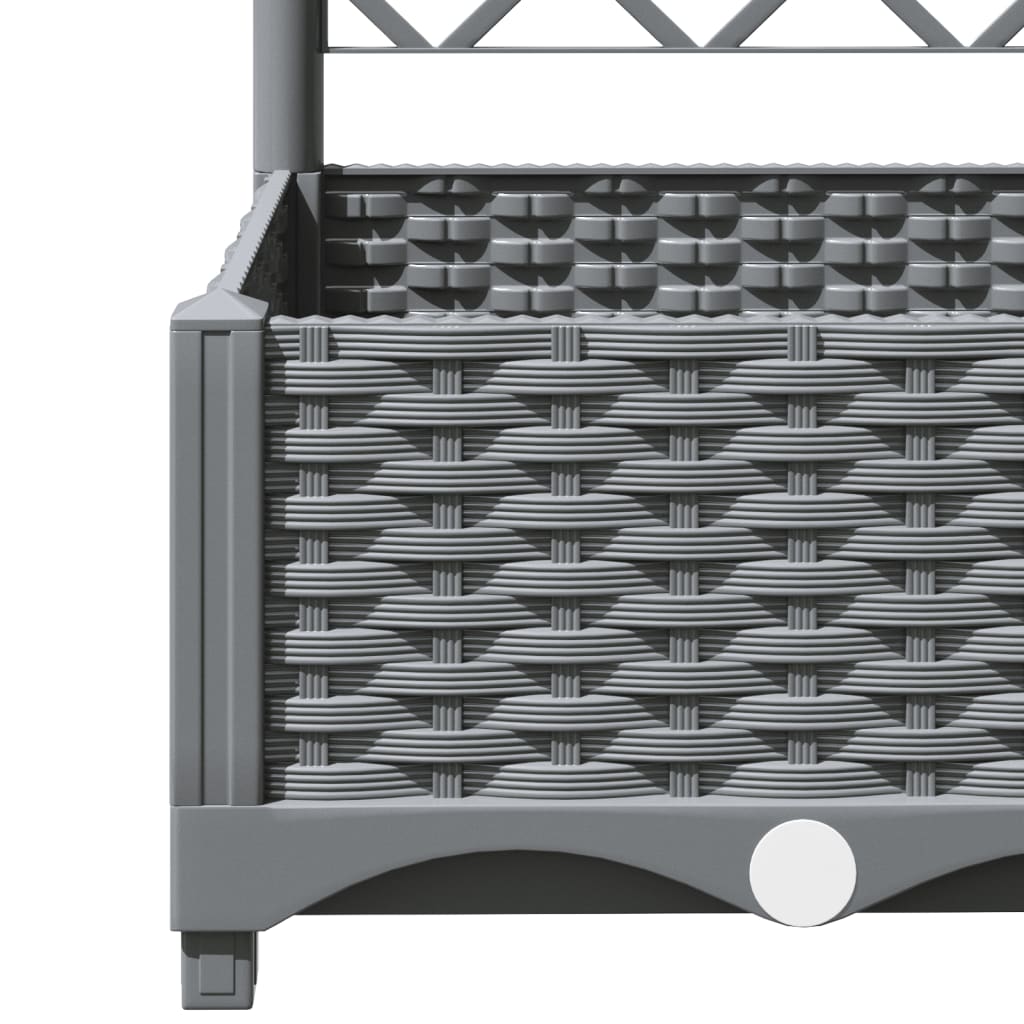 vidaXL Garden Planter with Trellis Light Grey 120x120x121.5 cm PP