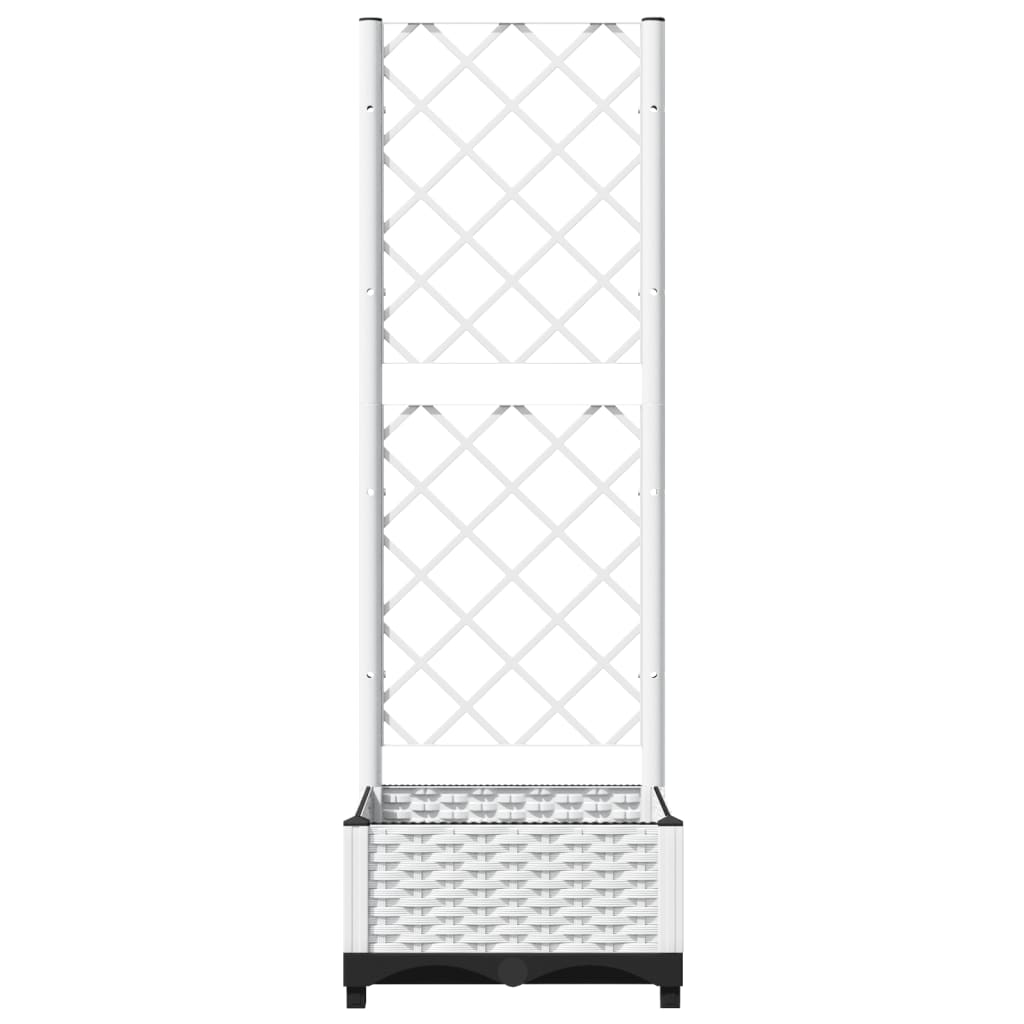 vidaXL Garden Planter with Trellis White 40x40x121.5 cm PP