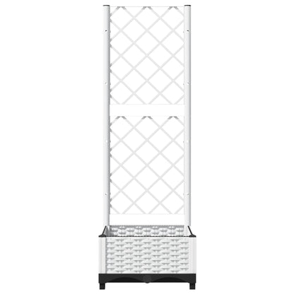vidaXL Garden Planter with Trellis White 40x40x121.5 cm PP