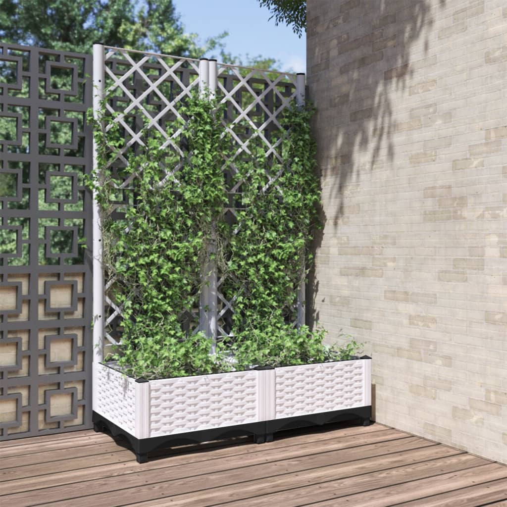 vidaXL Garden Planter | White | Polypropylene | Large | Planters