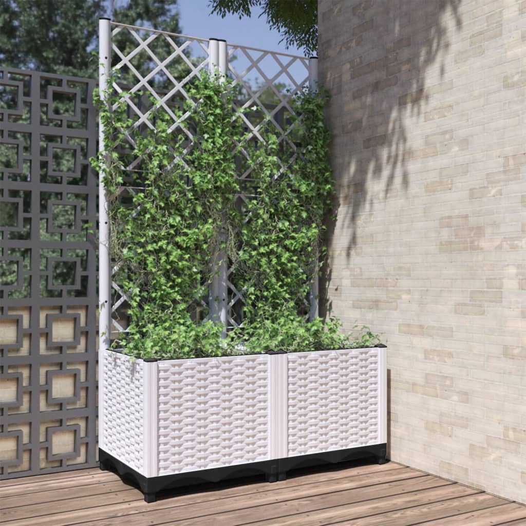 vidaXL Garden Planter | White | Polypropylene | Medium | Planters