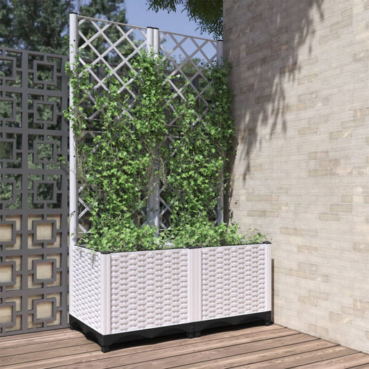 vidaXL Garden Planter | White | Polypropylene | Medium | Planters