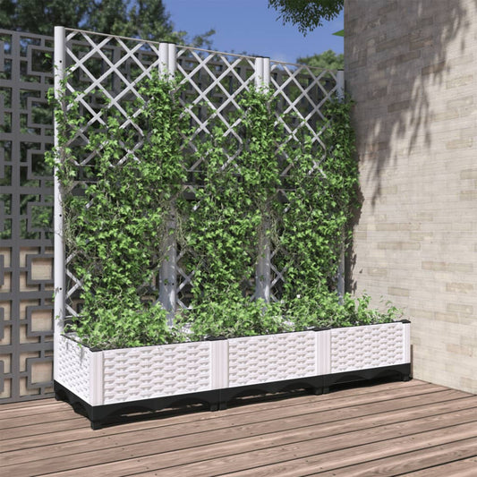 vidaXL Garden Planter | White | Polypropylene | 120x40x121.5 cm | Planters
