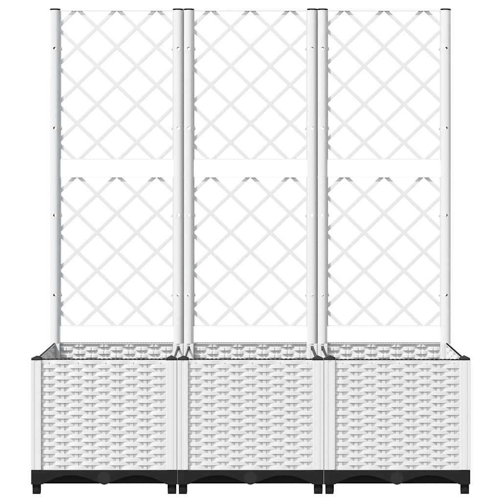 vidaXL Garden Planter with Trellis White 120x40x136 cm PP