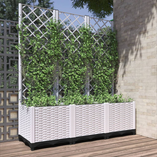 vidaXL Garden Planter | White | Polypropylene | 120 x 40 x 136 cm | Planters