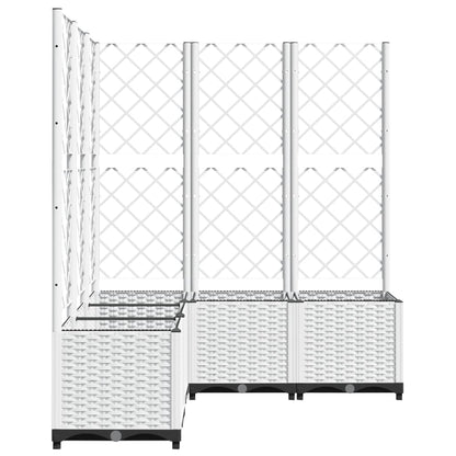 vidaXL Garden Planter with Trellis White 120x120x136 cm PP