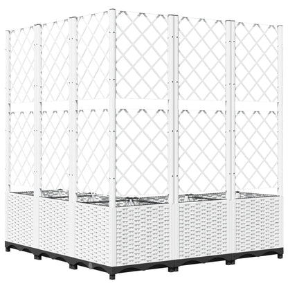 vidaXL Garden Planter with Trellis White 120x120x136 cm PP