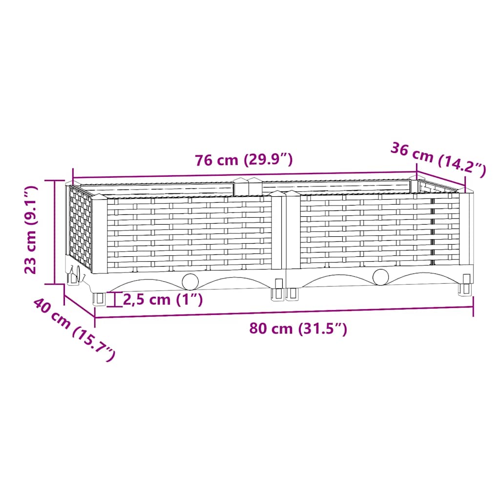 vidaXL Raised Bed 80x40x23 cm Polypropylene