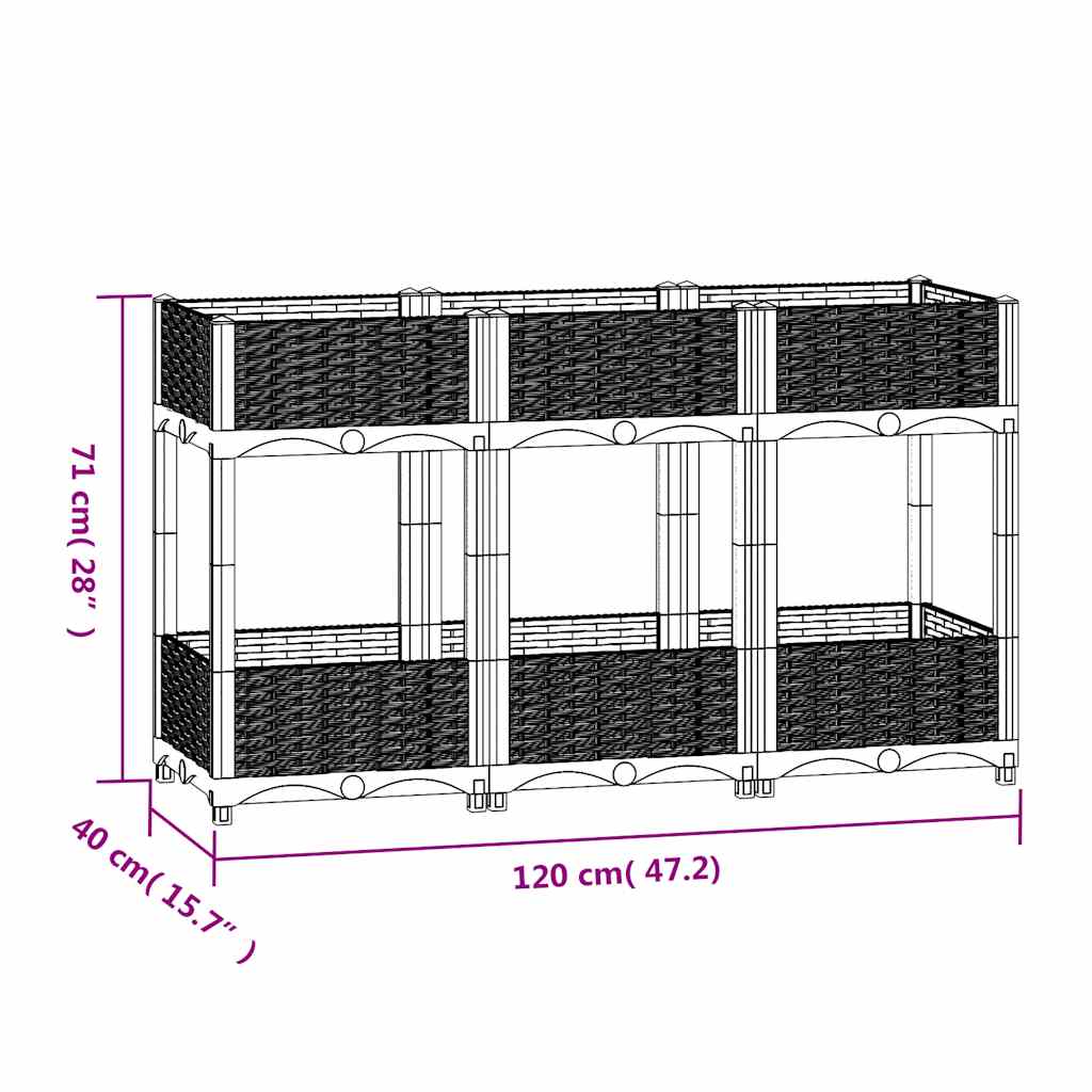 vidaXL Raised Bed 120x40x71 cm Polypropylene