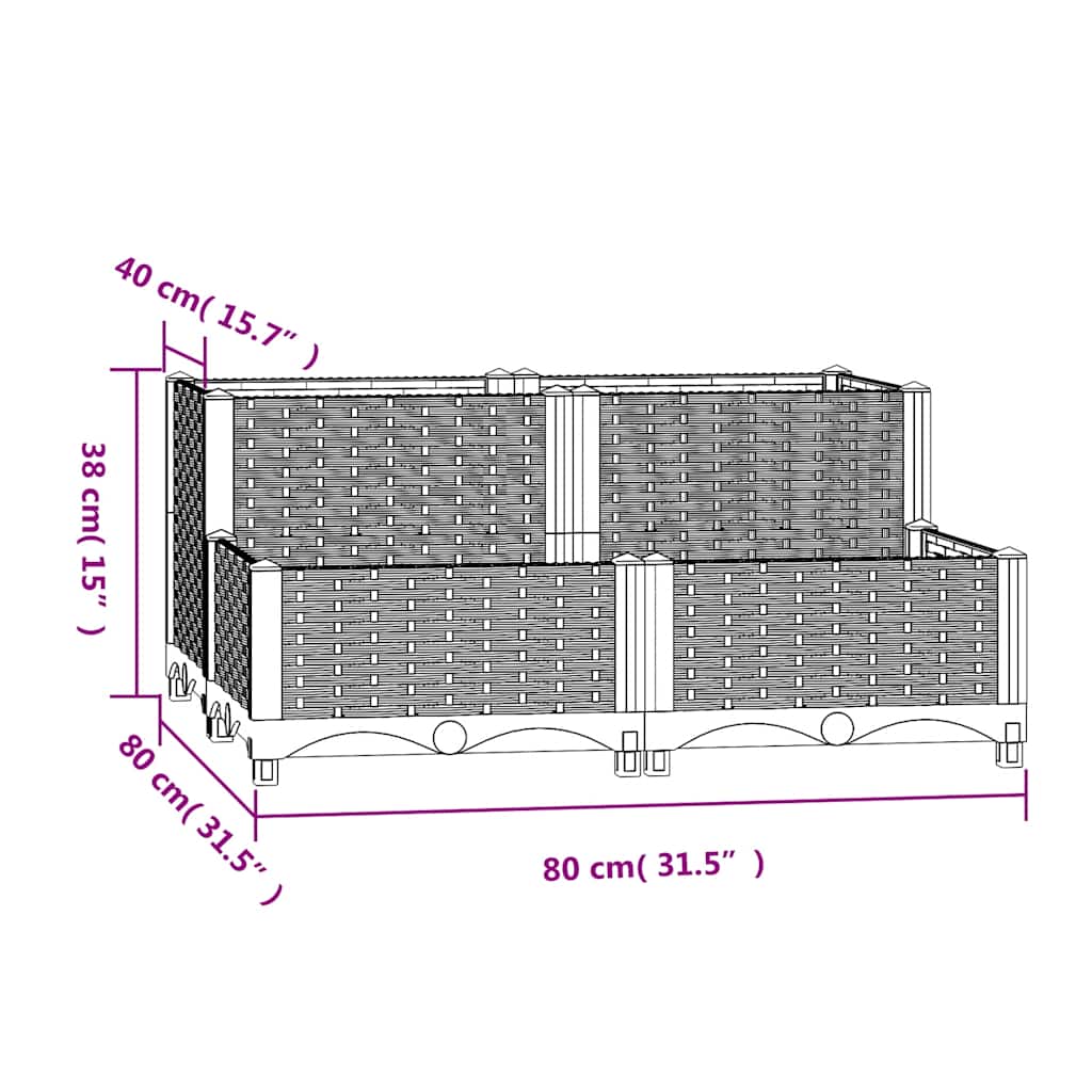 vidaXL Raised Bed 80x80x38 cm Polypropylene
