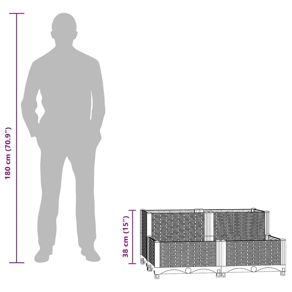 vidaXL Raised Bed 80x80x38 cm Polypropylene