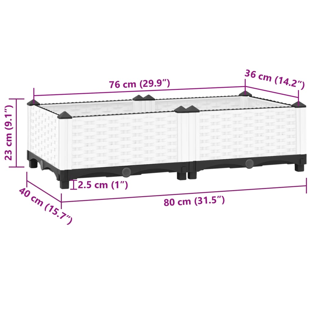 vidaXL Raised Bed 80x40x23 cm Polypropylene