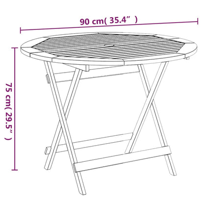 vidaXL Garden Table | Natural Wood | Solid Acacia wood | Medium | Foldable