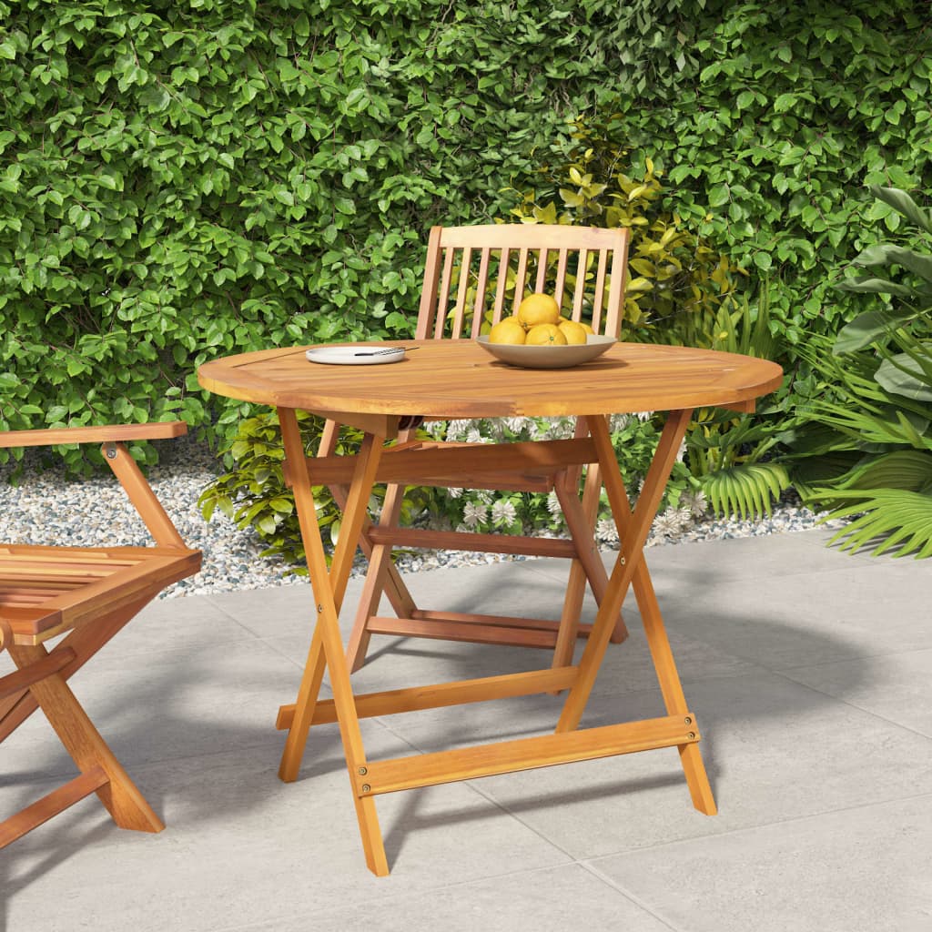 vidaXL Garden Table | Natural Wood | Solid Acacia wood | Medium | Foldable