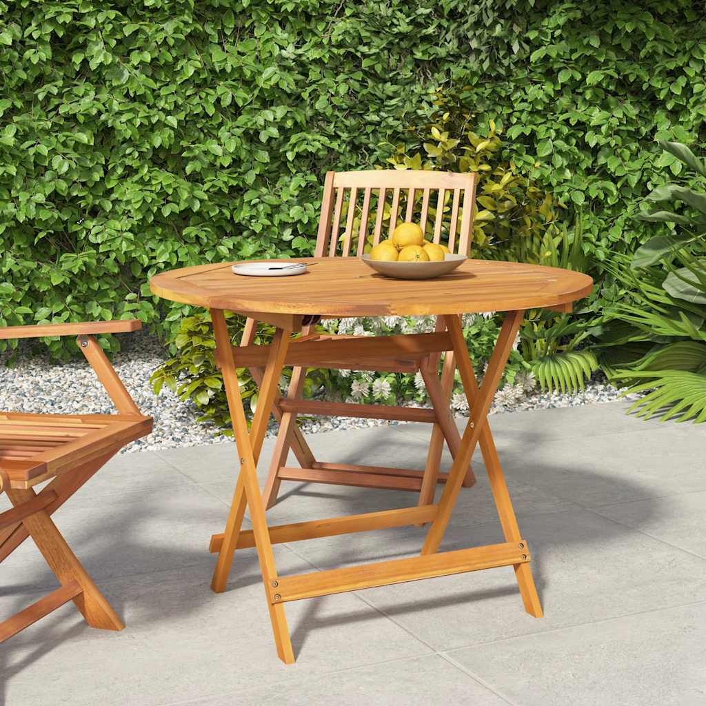 vidaXL Folding Garden Table Ø 90x75 cm Solid Wood Acacia