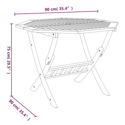 vidaXL Folding Garden Table 90x75 cm Solid Wood Acacia
