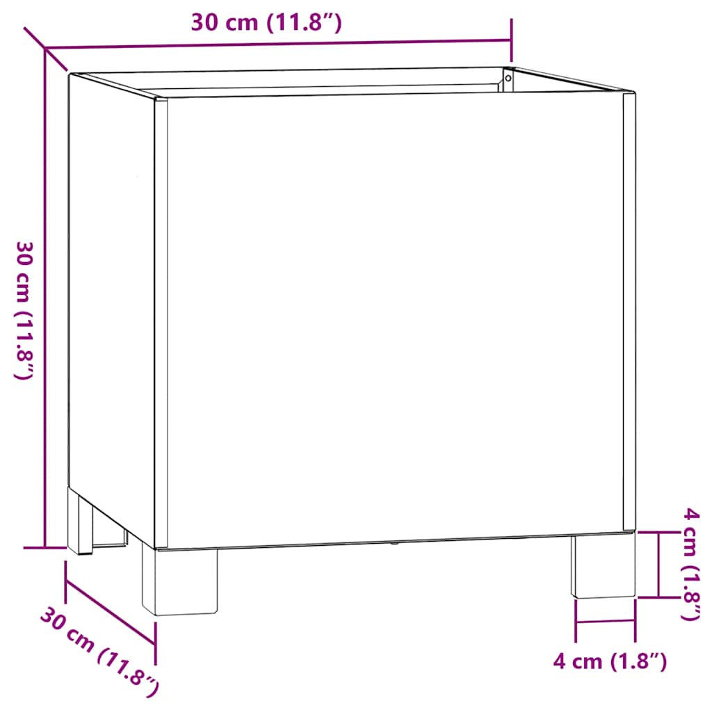 vidaXL Planter with Legs Rusty 30x30x30 cm Corten Steel