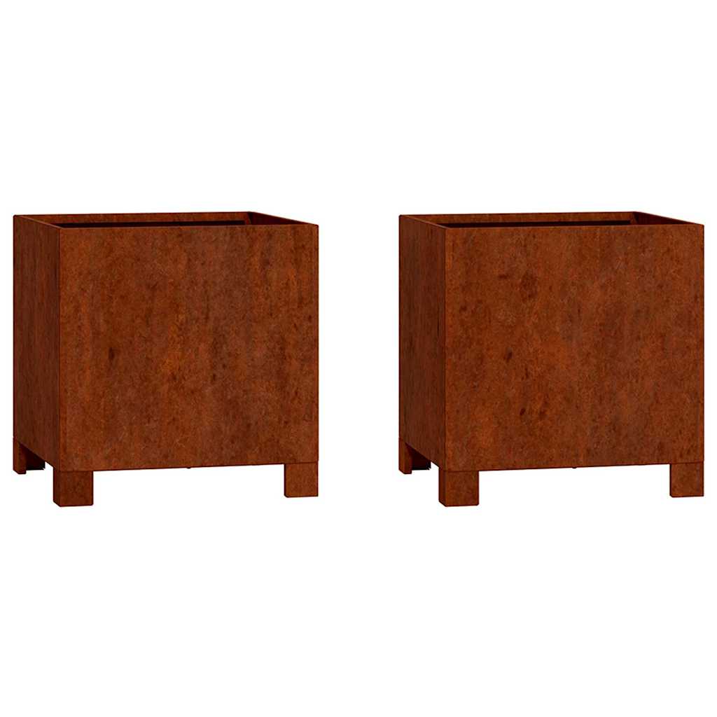 vidaXL Planters with Legs 2 pcs Rusty 30x30x30 cm Corten Steel