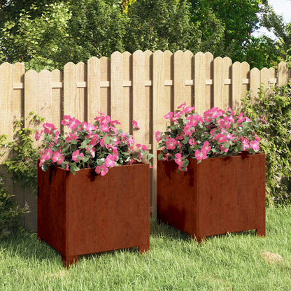 vidaXL Planters with Legs 2 pcs Rusty 30x30x30 cm Corten Steel