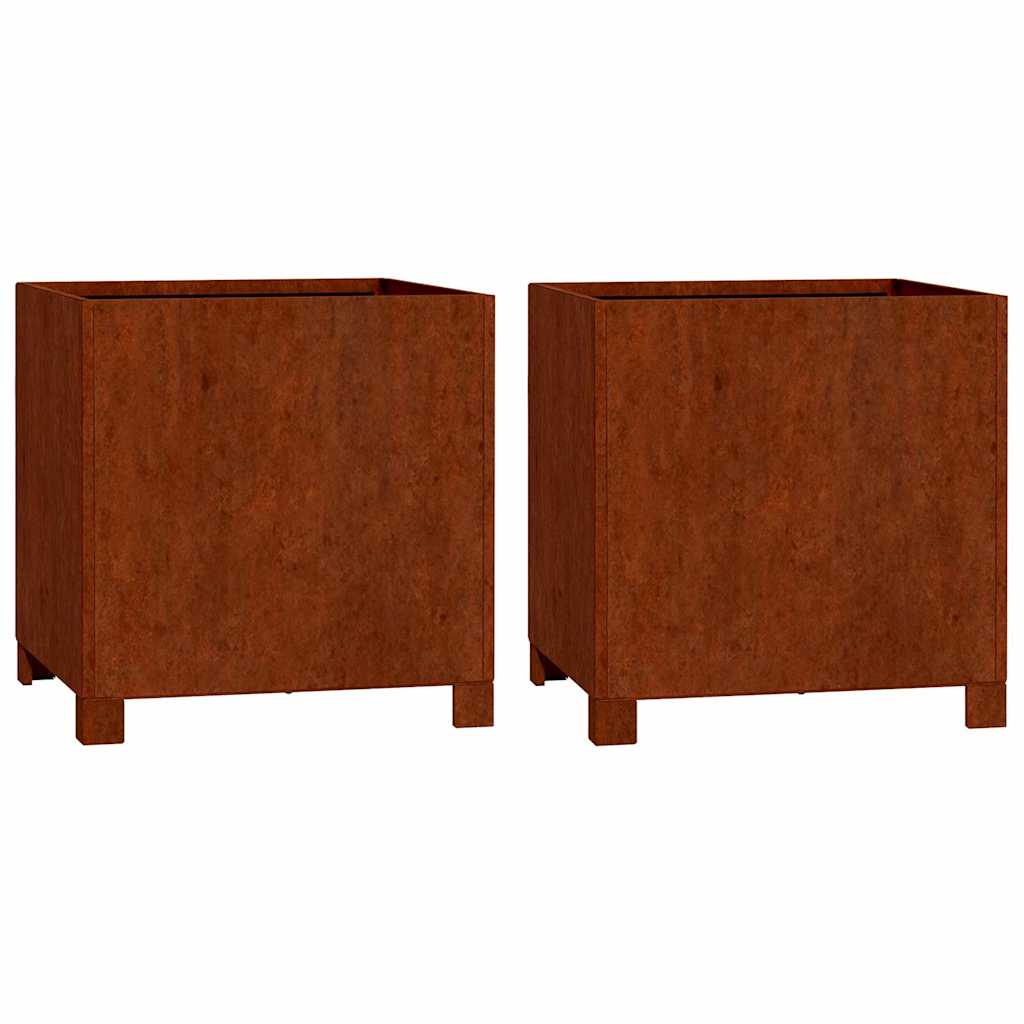 vidaXL Planters with Legs 2 pcs Rusty 40x40x40 cm Corten Steel