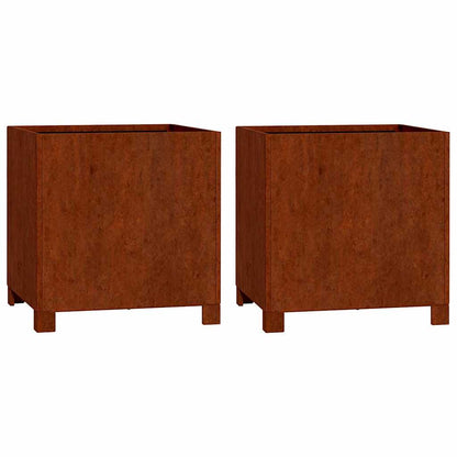 vidaXL Planters with Legs 2 pcs Rusty 40x40x40 cm Corten Steel