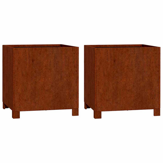 vidaXL Planters with Legs 2 pcs Rusty 40x40x40 cm Corten Steel