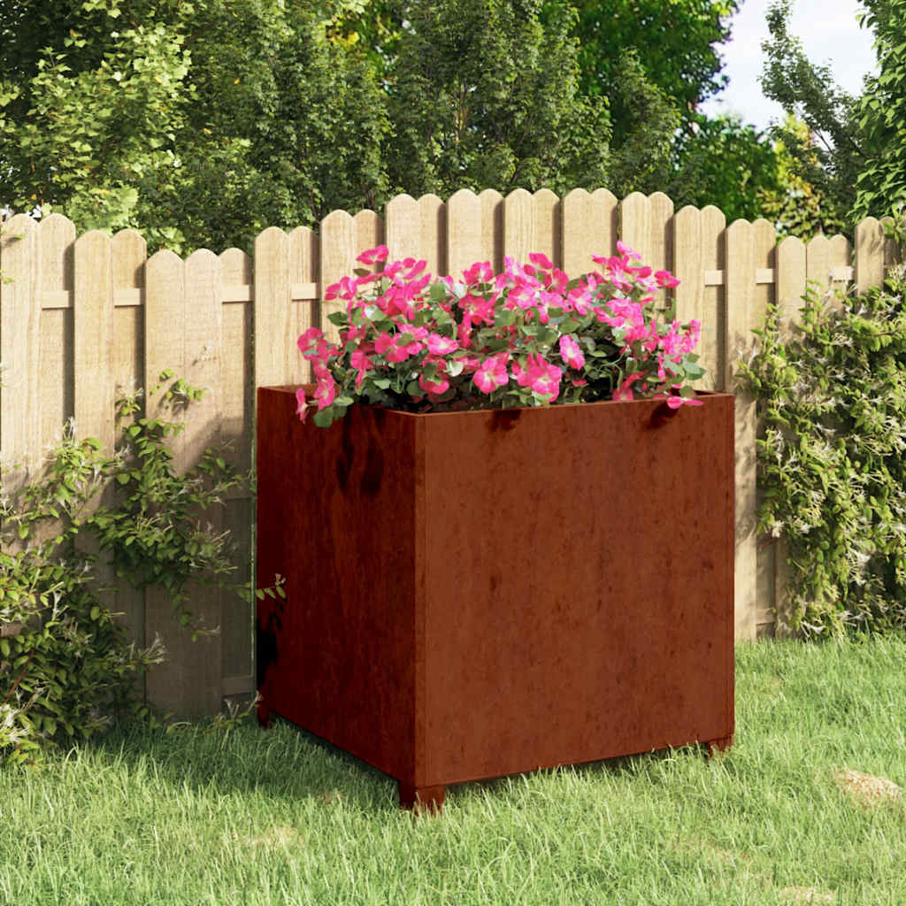vidaXL Planter with Legs Rusty 50x50x50 cm Corten Steel