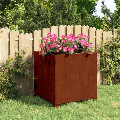 vidaXL Planter with Legs Rusty 50x50x50 cm Corten Steel