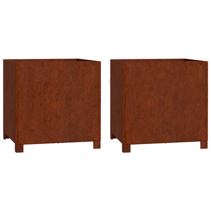 vidaXL Planters with Legs 2 pcs Rusty 50x50x50 cm Corten Steel